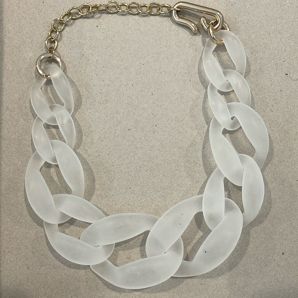 Frosted White Chain Link Necklace